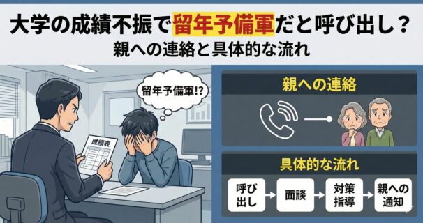 大学の成績不振で留年予備軍だと呼び出し？親への連絡と具体的な流れ